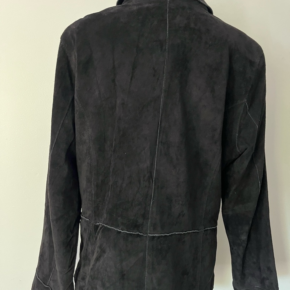 Black Suede Button-Front Jacket - image 8